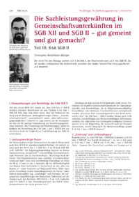 Dokument Die Sachleistungsgewährung in Gemeinschaftsunterkünften im SGB XII und SGB II – gut gemeint und gut gemacht?