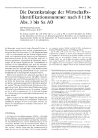 Dokument Die Datenkataloge der Wirtschafts-Identifikationsnummer nach § 139c Abs. 3 bis 5a AO