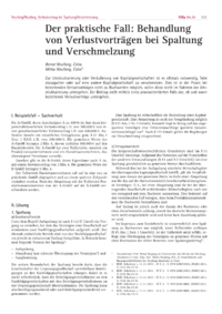 Dokument Der praktische Fall: Behandlung von Verlustvorträgen bei Spaltung und Verschmelzung