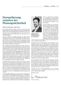 Dokument Deregulierung zulasten der Planungssicherheit