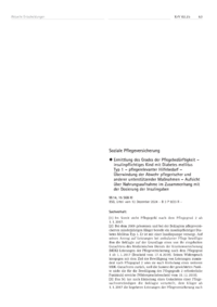 Dokument Ermittlung des Grades der Pflegebedürftigkeit – insulinpflichtiges Kind mit Diabetes mellitus Typ 1 – pflegerelevanter Hilfebedarf – Überwindung der Abwehr pflegerischer und anderer unterstützender Maßnahmen – Aufsicht über Nahrungsaufnahme im Zusammenhang mit der Dosierung der Insulingaben