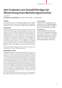Dokument Kein Grabstein vom Sozialhilfeträger bei Missachtung eines Bestattungswunsches