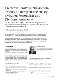 Dokument Die vertrauensvolle Zusammenarbeit und der gebotene Dialog zwischen Personalrat und Dienststellenleiter