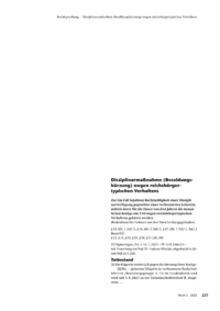 Dokument Disziplinarmaßnahme (Besoldungskürzung) wegen reichsbürgertypischen Verhaltens