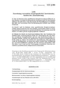 Dokument § 46i Zuordnung verwahrter kryptografischer Instrumente; Kosten der Aussonderung