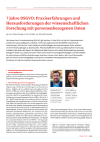 Dokument 7 Jahre DSGVO: Praxiserfahrungen und Herausforderungen der wissenschaftlichen Forschung mit personenbezogenen Daten
