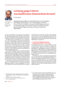 Dokument Leistung gegen Daten: von Kalifornien Datenschutz lernen?