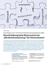 Dokument Einschränkung beim Mutterschutz als „Bürokratieentlastung“ für Unternehmen?