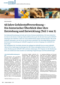 Dokument 40 Jahre Gefahrstoffverordnung – Ein historischer Überblick über ihre Entstehung und Entwicklung (Teil 1 von 3)