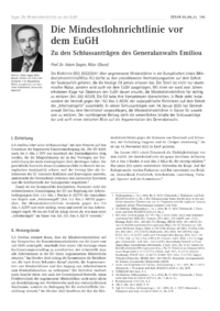 Dokument Die Mindestlohnrichtlinie vor dem EuGH