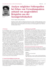 Dokument Analyse möglicher Fehlerquellen bei Erlass von Verwaltungsakten anhand von ausgewählten Beispielen aus der Sozialgerichtsbarkeit