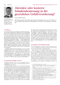 Dokument Abstrakte oder konkrete Schadensbemessung in der gesetzlichen Unfallversicherung?