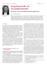 Dokument Entgeltkontrolle im Gesundheitsmarkt