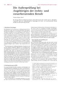 Dokument Die Außenprüfung bei Angehörigen der rechts- und steuerberatenden Berufe