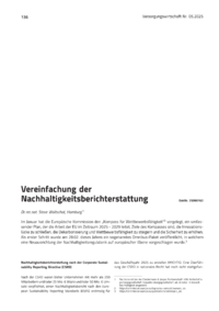 Dokument Vereinfachung der Nachhaltigkeitsberichterstattung