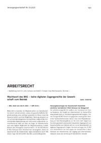 Dokument Machtwort des BAG – keine digitalen Zugangsrechte der Gewerkschaft zum Betrieb