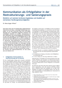 Dokument Kommunikation als Erfolgsfaktor in der Restrukturierungs- und Sanierungspraxis