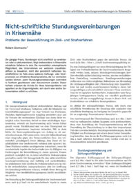 Dokument Nicht-schriftliche Stundungsvereinbarungen in Krisennähe