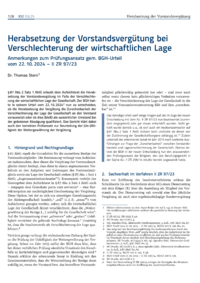 Dokument Herabsetzung der Vorstandsvergütung bei Verschlechterung der wirtschaftlichen Lage