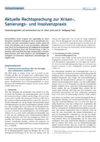 Dokument Aktuelle Rechtsprechung zur Krisen-, Sanierungs- und Insolvenzpraxis