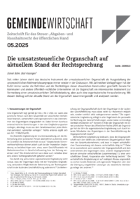 Dokument Die umsatzsteuerliche Organschaft auf aktuellem Stand der Rechtsprechung