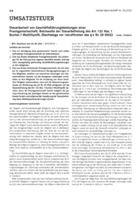Dokument Steuerbarkeit von Geschäftsführungsleistungen einer Praxisgemeinschaft; Reichweite der Steuerbefreiung des Art. 132 Abs. 1 Buchst. f MwStSystRL (Rechtslage vor Inkrafttreten des § 4 Nr. 29 UStG)
