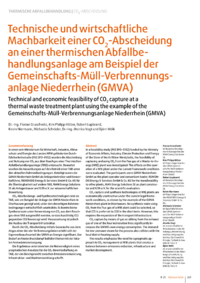 Dokument Technische und wirtschaftliche Machbarkeit einer CO 2 -Abscheidung an einer thermischen Abfallbehandlungsanlage am Beispiel der Gemeinschafts-Müll-Verbrennungsanlage Niederrhein (GMVA)