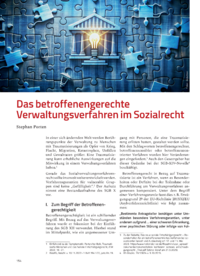 Dokument Das betroffenengerechte Verwaltungsverfahren im Sozialrecht