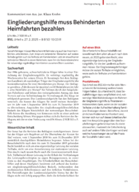 Dokument Eingliederungshilfe muss Behinderten Heimfahrten bezahlen
