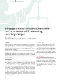 Dokument Bürgergeld: Keine Mietkostenübernahme durchs Jobcenter bei Scheinvertrag unter Angehörigen