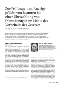 Dokument Zur Prüfungs- und Anzeigepflicht von Beamten bei einer Überzahlung von Dienstbezügen im Lichte des Vorbehalts des Gesetzes