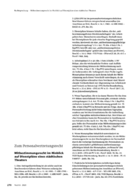 Dokument Mitbestimmungsrecht im Hinblick auf Dienstpläne eines städtischen Theaters