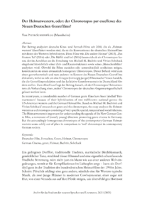 Dokument Der Heimatwestern, oder: der Chronotopos par excellence des Neuen Deutschen Genrefilms?