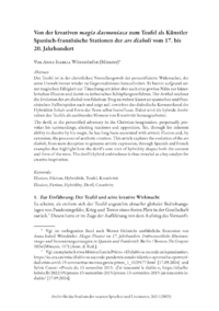 Dokument Von der kreativen  magia daemoniaca  zum Teufel als Künstler Spanisch-französische Stationen der  ars diaboli  vom 17. bis 20. Jahrhundert