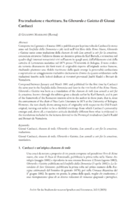 Dokument Fra traduzione e riscrittura. Su  Gherardo e Gaietta  di Giosuè Carducci