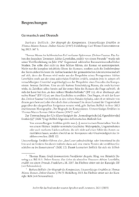 Dokument Barbara Beßlich:  Der Biograph des Komponisten. Unzuverlässiges Erzählen in Thomas Manns Roman ‚Doktor Faustus‘  (1947). Heidelberg: Carl-Winter-Universitätsverlag 2023.