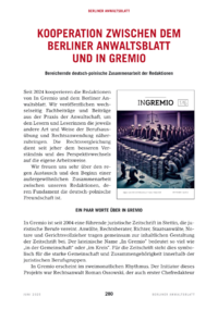 Dokument Kooperation zwischen dem Berliner Anwaltsblatt und In Gremio