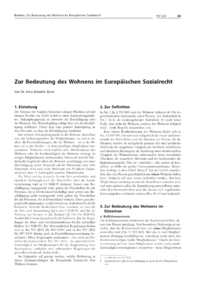 Dokument Zur Bedeutung des Wohnens im Europäischen Sozialrecht