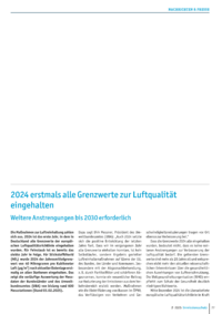 Dokument 2024 erstmals alle Grenzwerte zur Luftqualität eingehalten