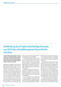 Dokument Gefährdung durch legionellenhaltige Aerosole aus Sicht des umweltbezogenen Gesundheitsschutzes