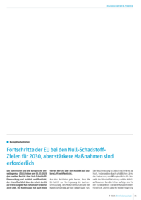 Dokument Fortschritte der EU bei den Null-Schadstoff-Zielen für 2030, aber stärkere Maßnahmen sind erforderlich