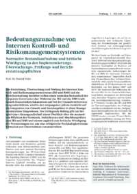 Dokument Bedeutungszunahme von Internen Kontroll- und Risikomanagementsystemen