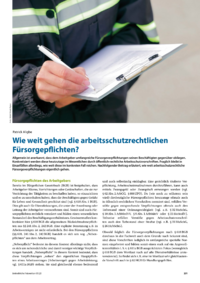 Dokument Wie weit gehen die arbeitsschutzrechtlichen Fürsorgepflichten?