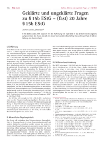 Dokument Geklärte und ungeklärte Fragen zu § 15b EStG – (fast) 20 Jahre § 15b EStG