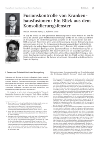 Dokument Fusionskontrolle von Krankenhausfusionen: Ein Blick aus dem Konsolidierungsfenster