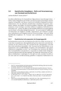 Dokument Kartellrechts-Compliance – Rolle und Verantwortung von Vorstand und Aufsichtsrat