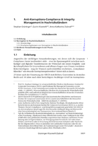 Dokument Anti-Korruptions-Compliance & Integrity Management in Hochrisikoländern