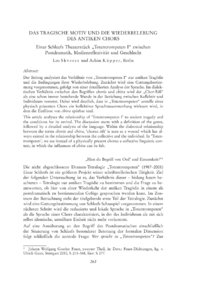 Dokument Das tragische Motiv und die Wiederbelebung des antiken Chors