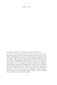 Dokument Kai Kauffmann: Klopstock! Eine Biographie