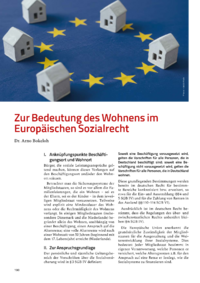 Dokument Zur Bedeutung des Wohnens im Europäischen Sozialrecht